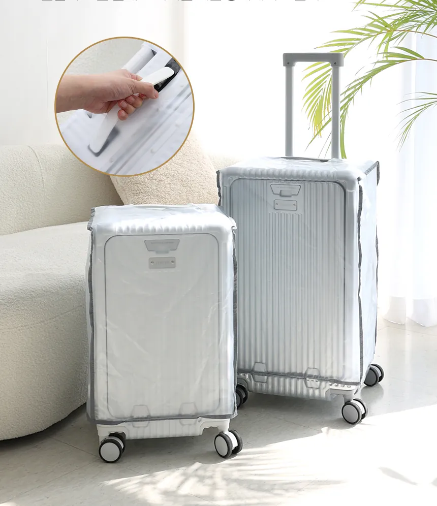 Valises sous housse de protection transparente, poignée accessible