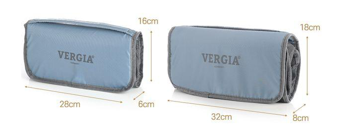 Pochette pliée — 20″ : 28 × 16 × 6 cm ; 24/28″ : 32 × 18 × 8 cm